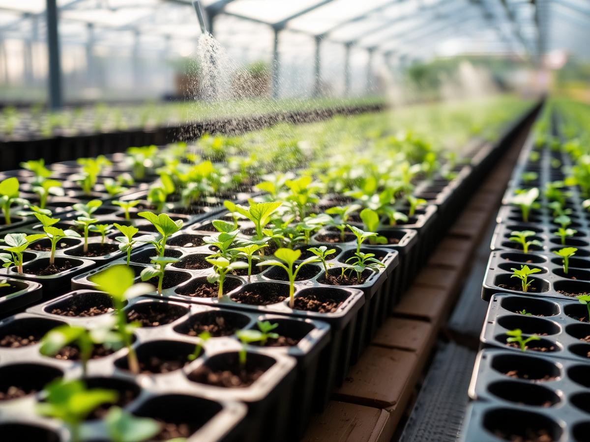 Seedlings being watered