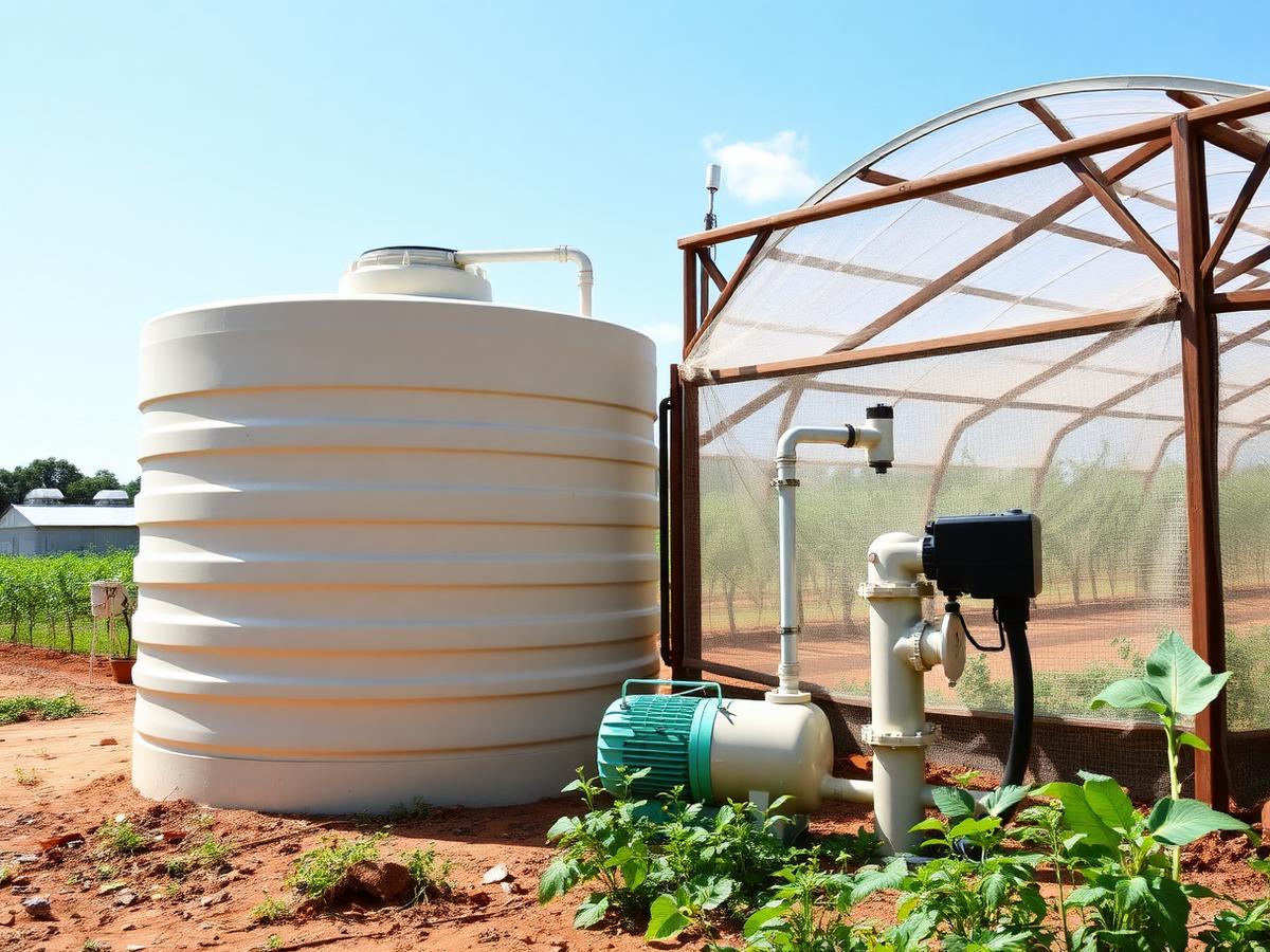 Water tank and pump installation